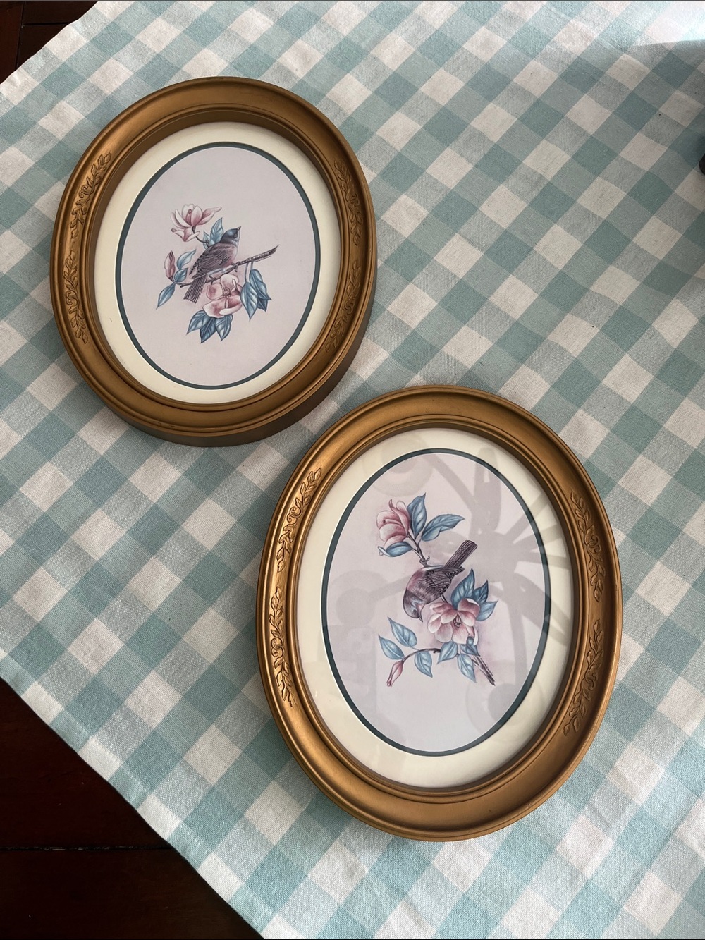 Homco Gold Oval Floral Bird Wall Art Pair - Home Accents